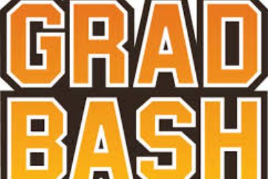 Senior Class Trips 1 The image features the words "GRAD BASH" in large, bold letters with an orange gradient on a black background.